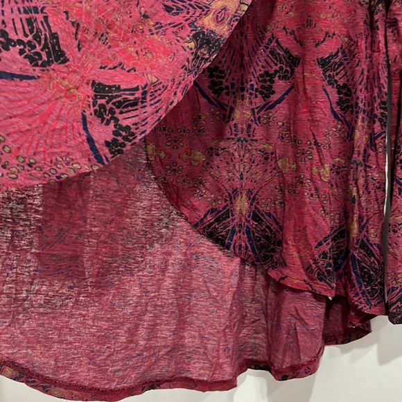 Free People Nouveau Draped Tulip Long Sleeve Blouse Top Burgundy S - Picture 6 of 15